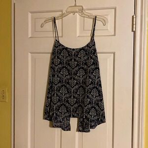 Interi silky dark navy top with open back